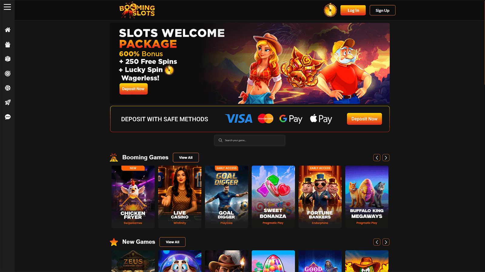 BoomingSlots homepage in the Netherlands